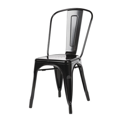 Bolero Black Steel Bistro Side Chair (Pack of 4) PAS-GL331