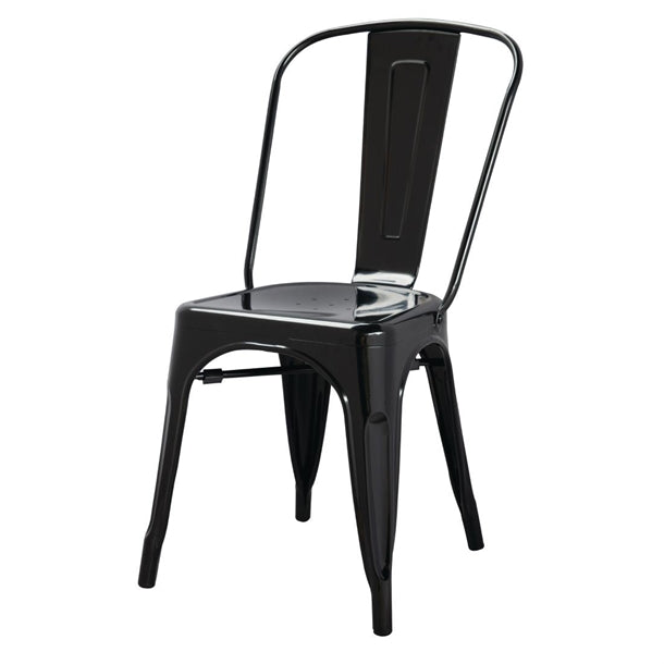 Bolero Black Steel Bistro Side Chair (Pack of 4) PAS-GL331