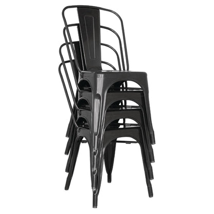 Bolero Black Steel Bistro Side Chair (Pack of 4) PAS-GL331