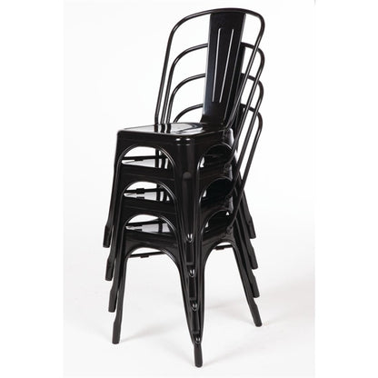 Bolero Black Steel Bistro Side Chair (Pack of 4) PAS-GL331