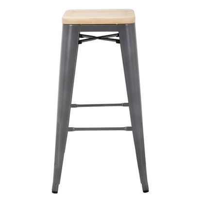 Bolero Bistro High Stools with Wooden Seat Pad Gun Metal (Pack of 4) PAS-GM639