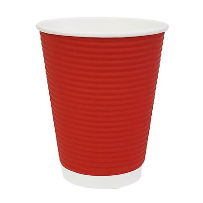 Fiesta Recyclable Takeaway Coffee Cups Ripple Wall Red 340ml (Pack of 500) PAS-GP428