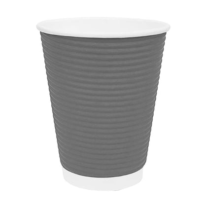 Fiesta Recyclable Takeaway Coffee Cups Ripple Wall Charcoal 340ml (Pack of 25) PAS-GP431