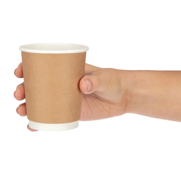 Fiesta Recyclable Takeaway Coffee Cups Double Wall Kraft 225ml (Pack of 25) PAS-GP436