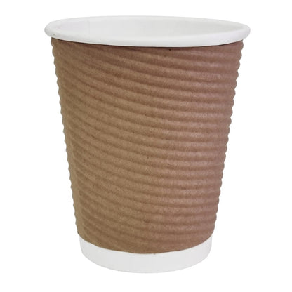 Fiesta Recyclable Takeaway Coffee Cups Ripple Wall Kraft 225ml (Pack of 500) PAS-GP442