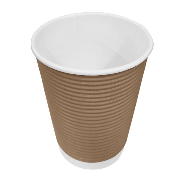 Fiesta Recyclable Takeaway Coffee Cups Ripple Wall Kraft 225ml (Pack of 25) PAS-GP443