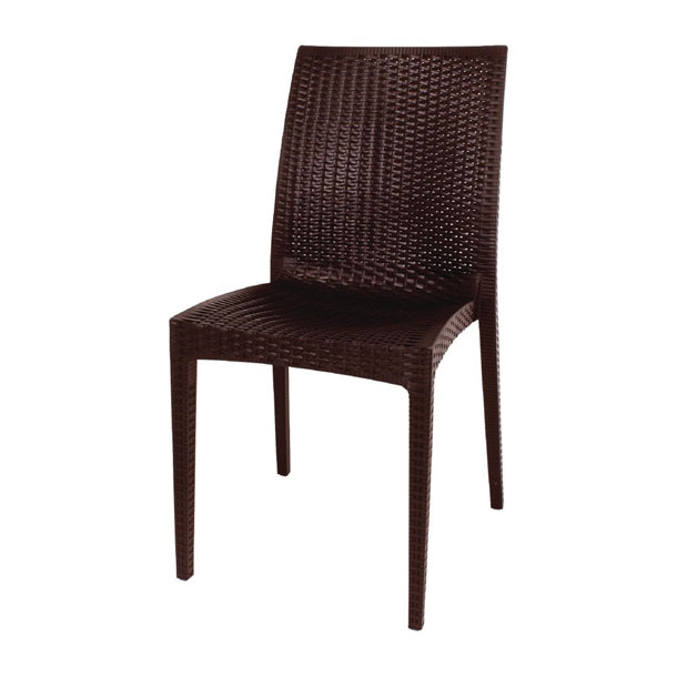 Bolero PP Rattan Bistro Side Chairs Brown (Pack of 4) PAS-GR361