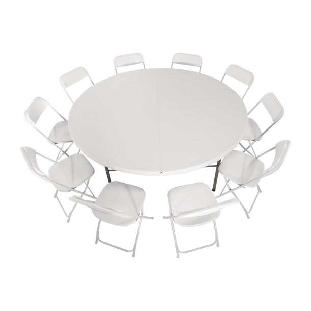 Bolero Round Centre Folding Table 6ft White PAS-HC270