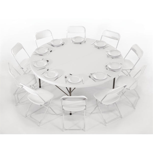 Bolero Round Centre Folding Table 6ft White PAS-HC270