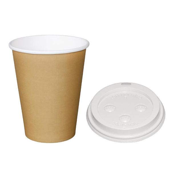 Special Offer Fiesta Recyclable Brown 340ml Hot Cups and White Lids (Pack of 1000) PAS-SA437