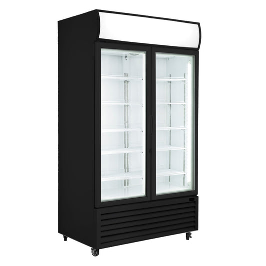 Thermaster 1000L Colourbond Upright Beverage Fridge 2 Doors Black LG-1000BP GRS-LG-1000BP