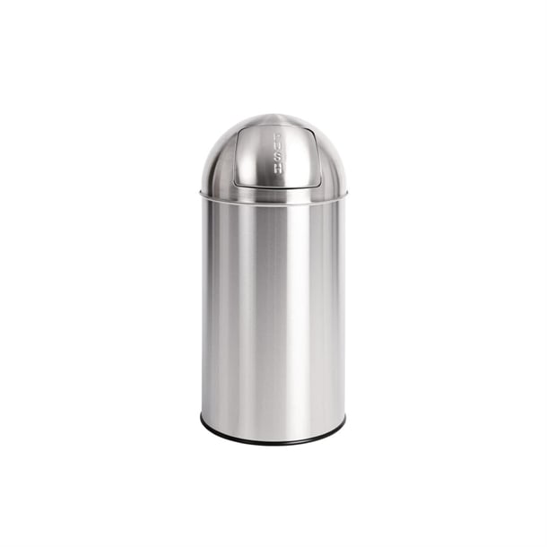 Bolero Stainless Steel Push Top Bullet Bin Silver 40Ltr PAS-U803