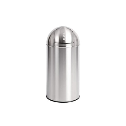 Bolero Stainless Steel Push Top Bullet Bin Silver 40Ltr PAS-U803