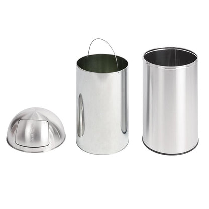 Bolero Stainless Steel Push Top Bullet Bin Silver 40Ltr PAS-U803