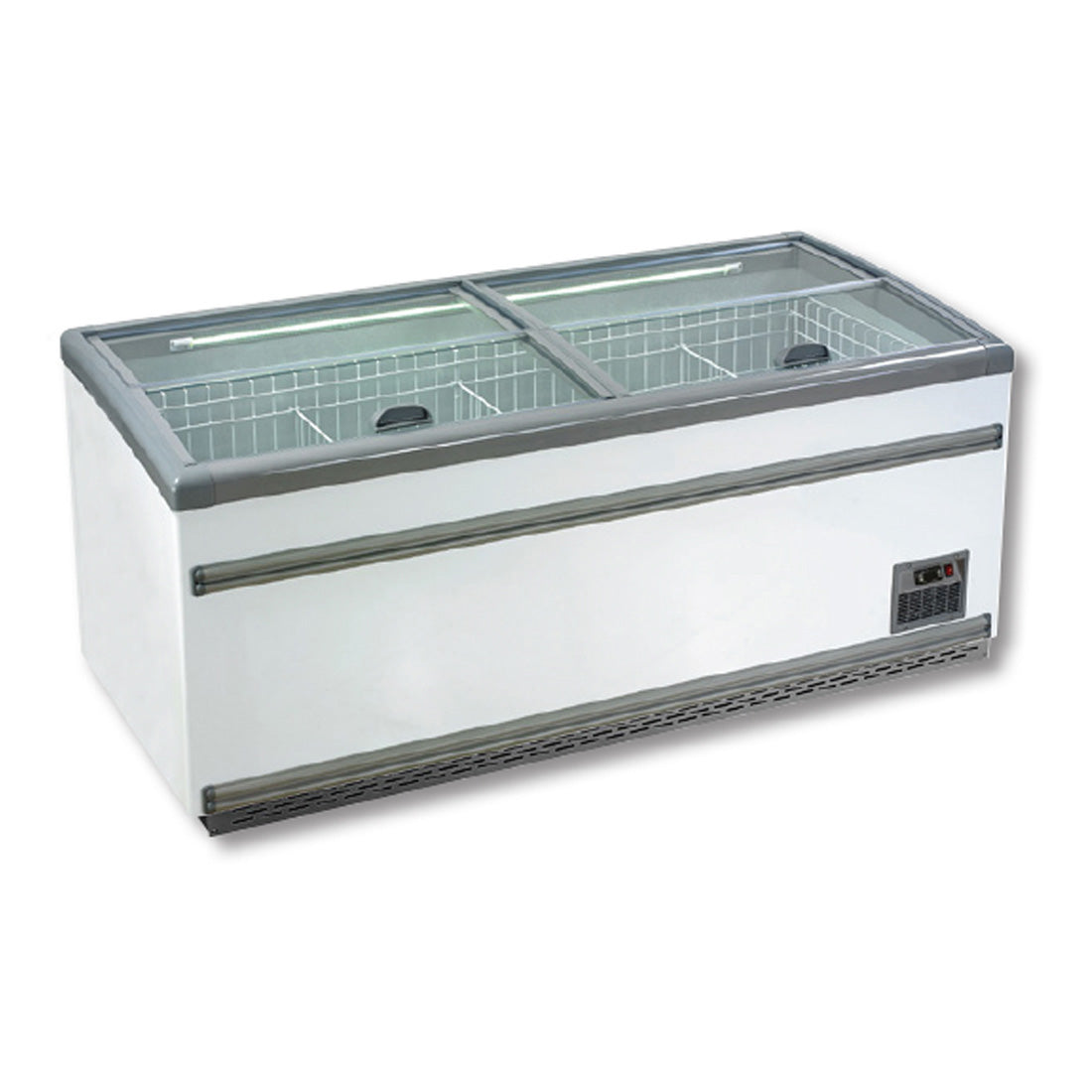 ZCD-L210S Supermarket Island Dual Temperature Freezer & Chiller with Glass Sliding Lids GRS-ZCD-L210S